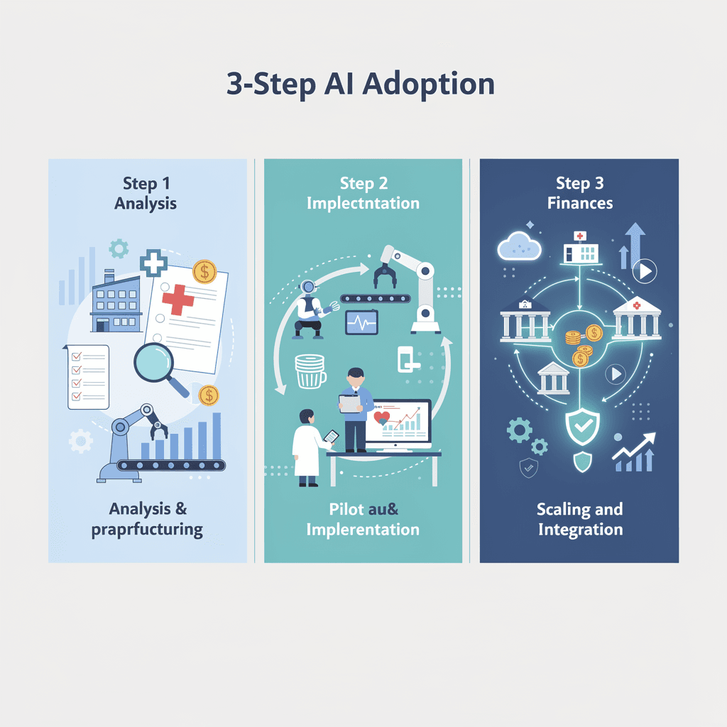 3단계로 시작하는 AI 도입 - 중소기업이 제조·의료·금융에서 실전으로 이끄는 실용 가이드 관련 이미지